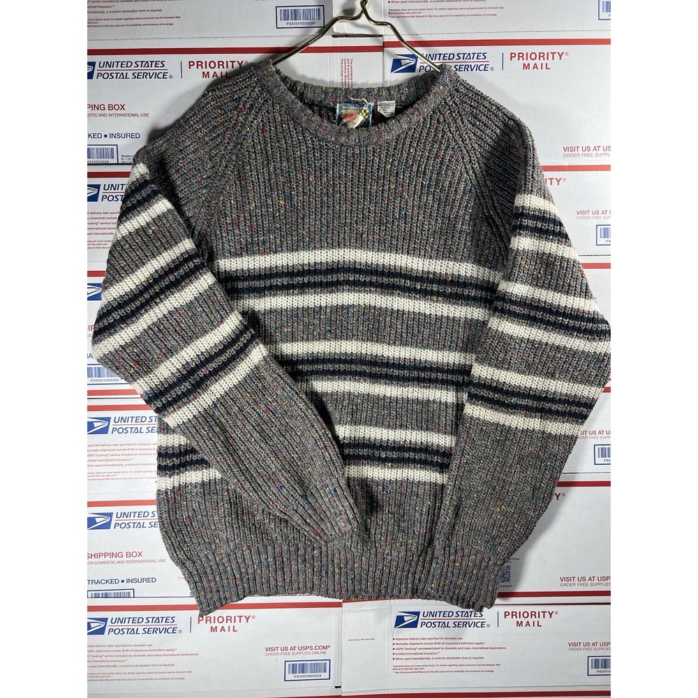 Vintage Concrete 90s Coogi Style Cable Knit Sweater Mens Size L Wool Blend‎